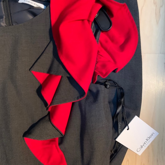 Brand New - Gray Dress with Red Sleeve Splash - Picture 4 of 4